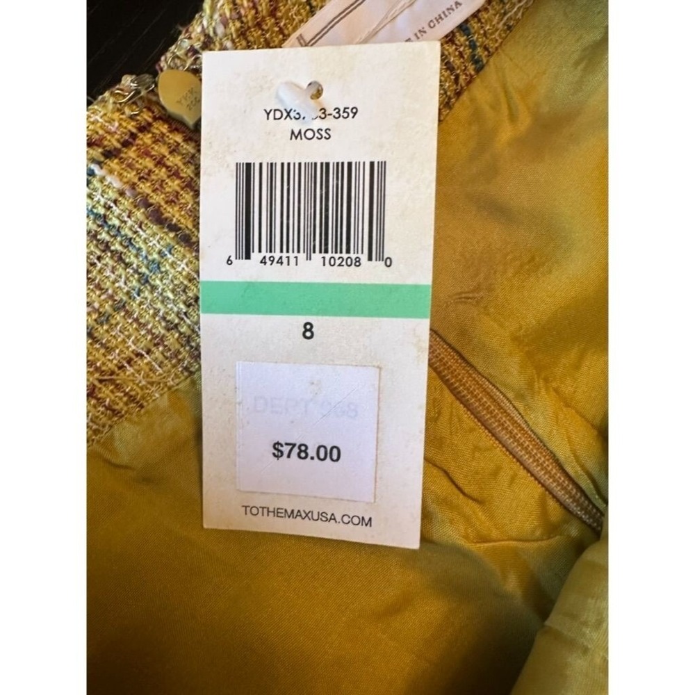 To The Max Skirt Moss Green Tweed A-Line Knee Length YDX33-359 Raw Edge Trim 8 - Picture 3 of 6